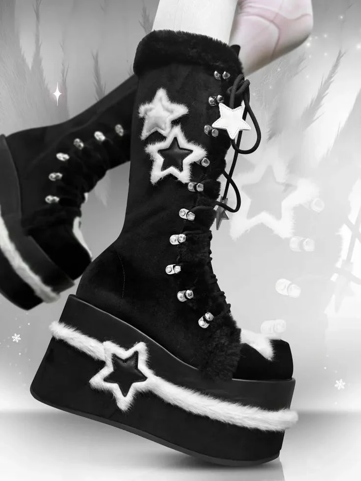 Platform boots with stars